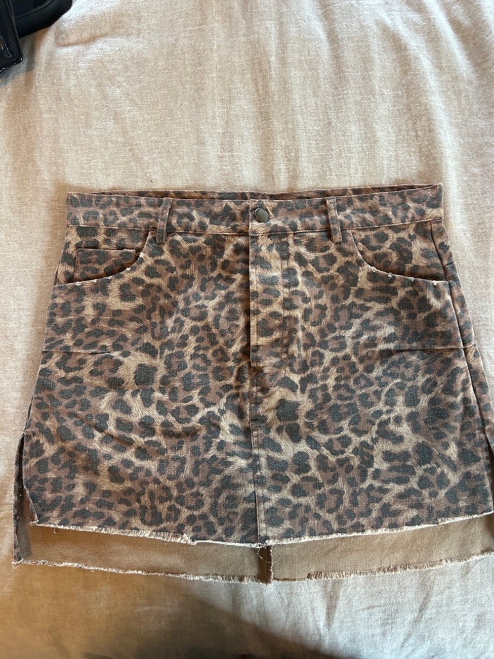 Olivaceous Leopard Print Mini Skirt in Brown and Black